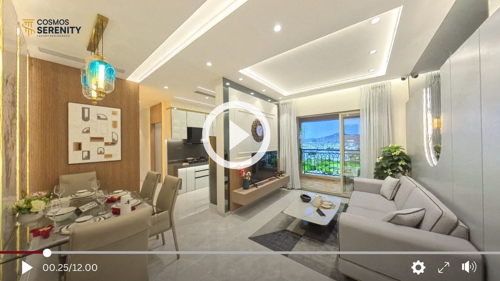 Spacious living room in 3 BHK flat